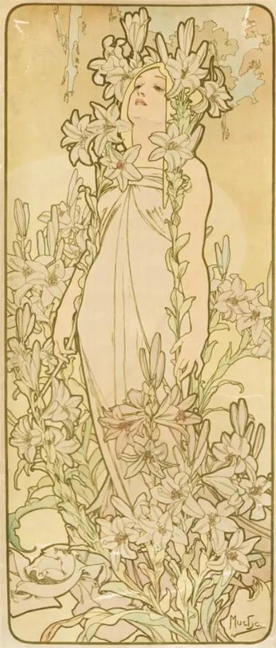 La Femme Animee en Fleur (Lys) Alphonse Mucha